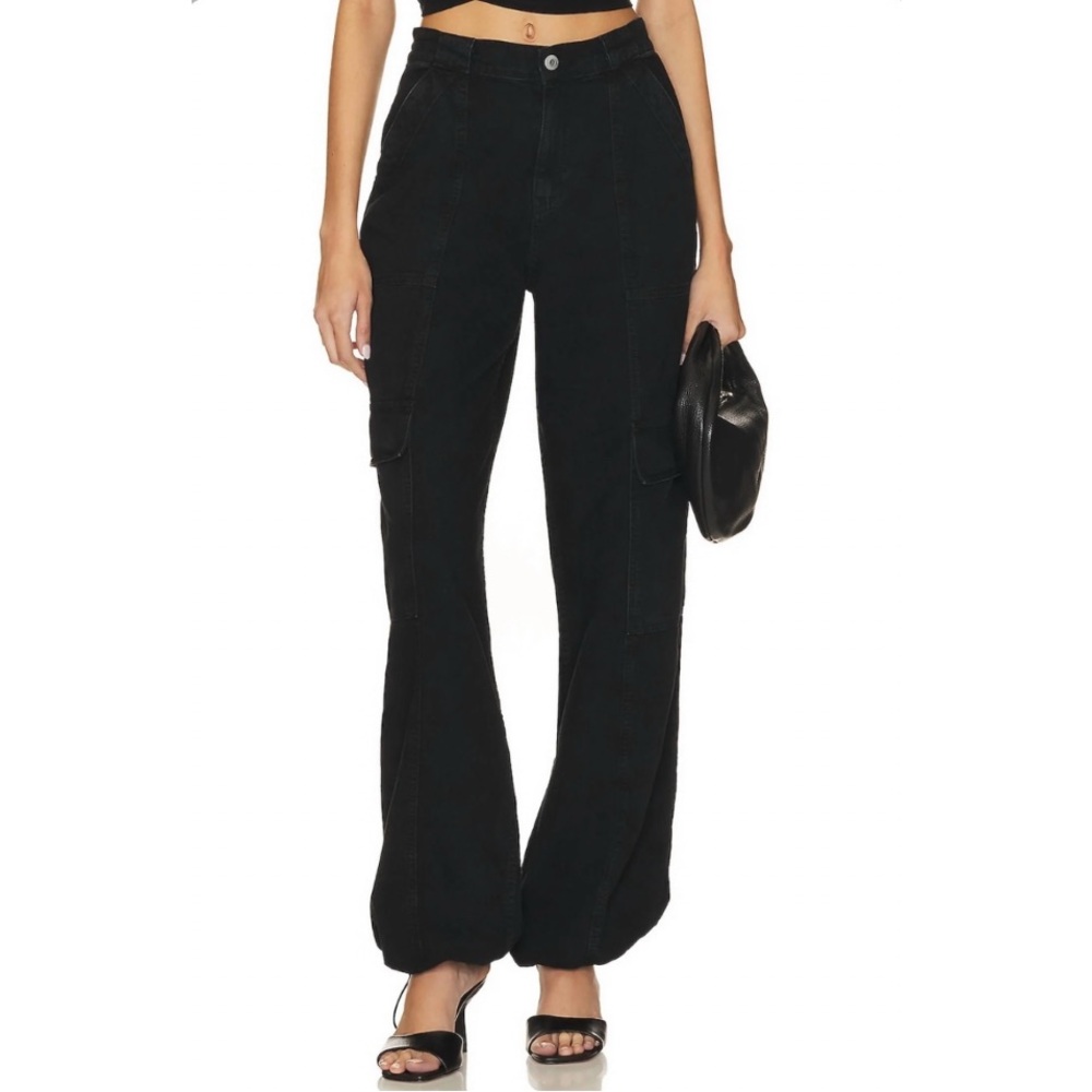 SIMKHAI CALISTA DENIM PANTS WASHED BLACK SIZE XS